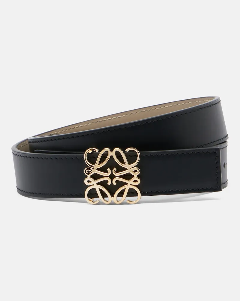 Loewe Wendbarer Gürtel Anagram Bombé aus Leder Schwarz
