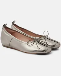 Simone Rocha Ballerinas Classic aus Metallic-Leder Silber