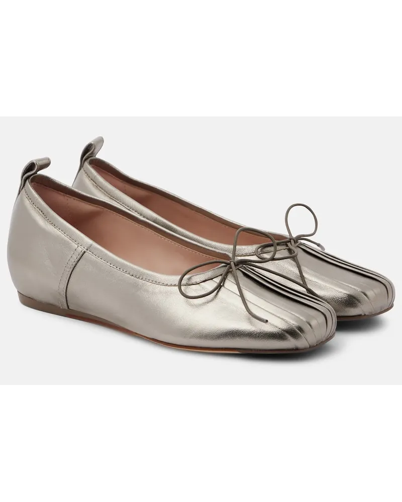 Simone Rocha Ballerinas Classic aus Metallic-Leder Silber