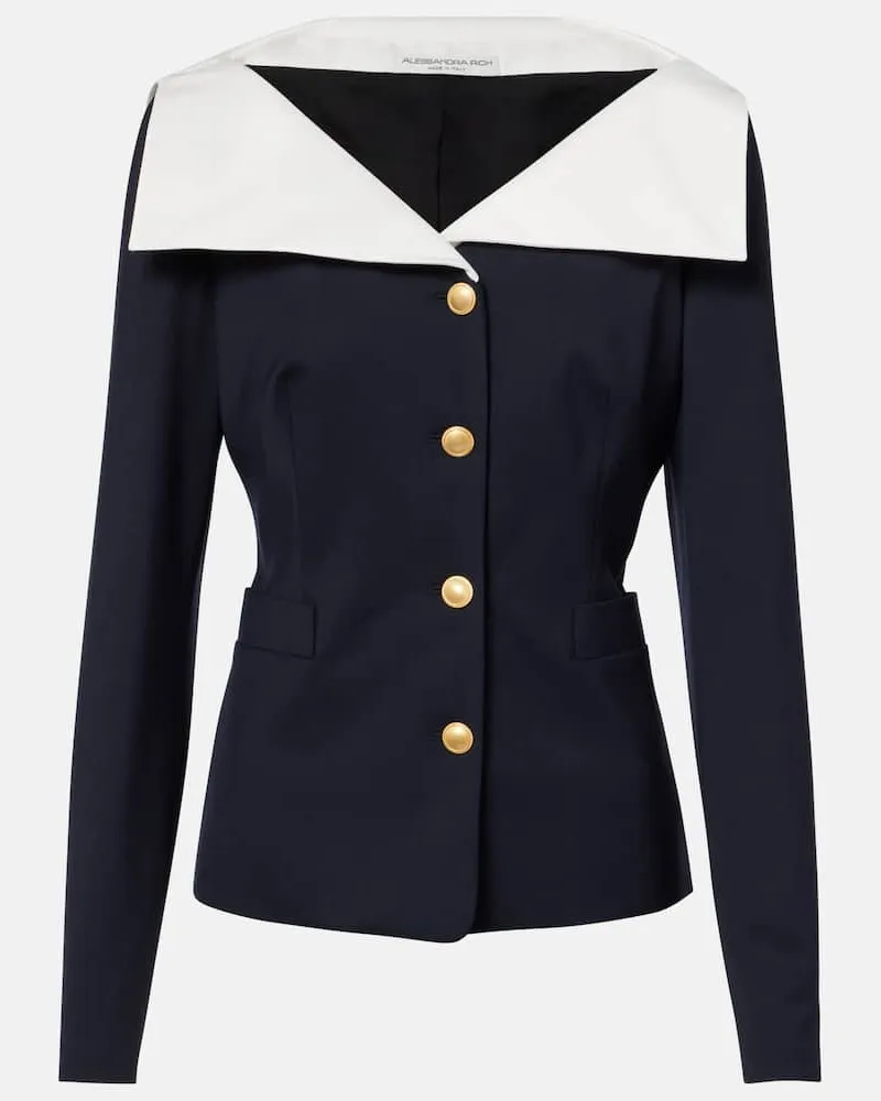 Alessandra Rich Jacke aus einem Wollgemisch Blau