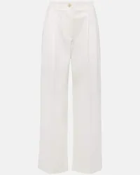 Totême Weite High-Rise-Hose aus Baumwoll-Twill Weiss