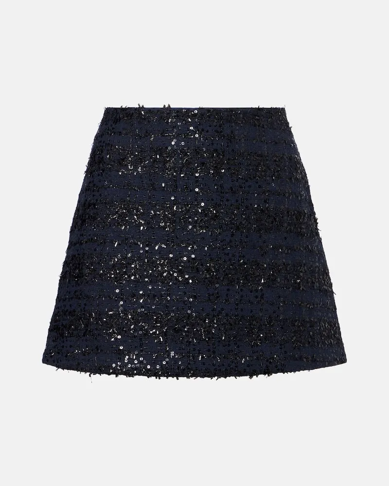 ROTATE Birger Christensen Minirock aus Bouclé mit Pailletten Blau