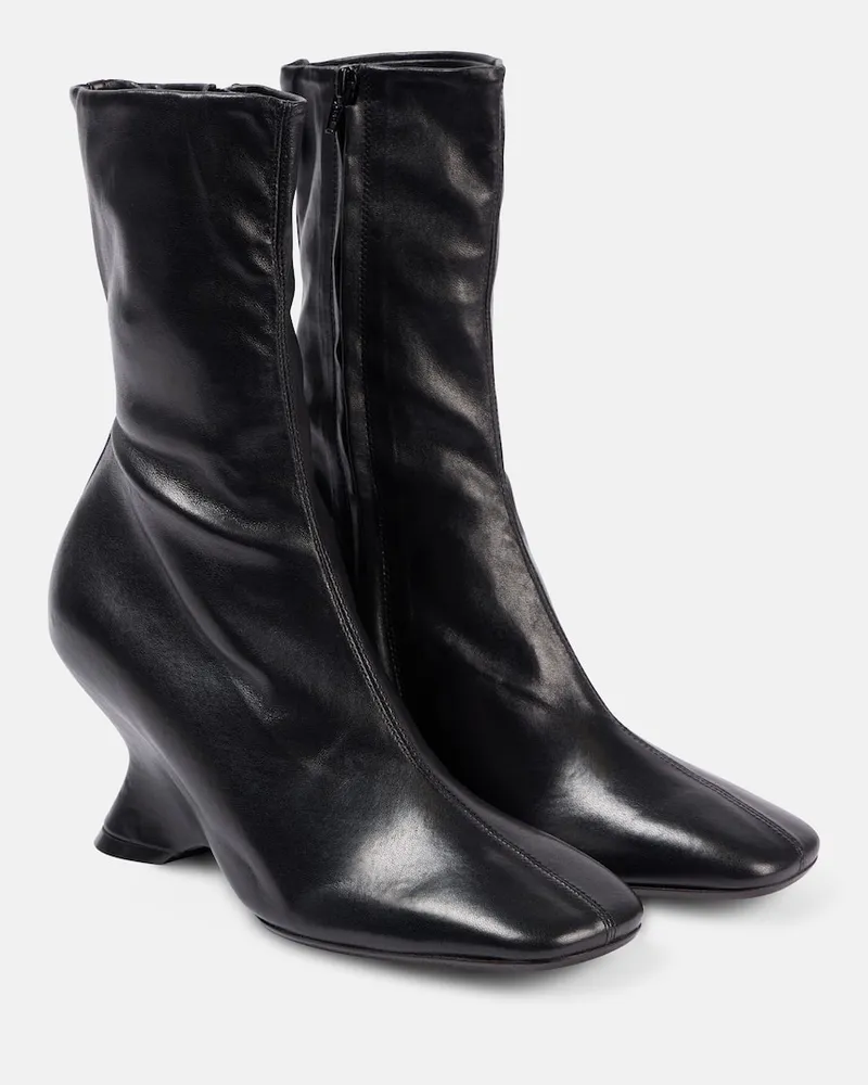Dries van Noten Ankle Boots aus Leder Schwarz