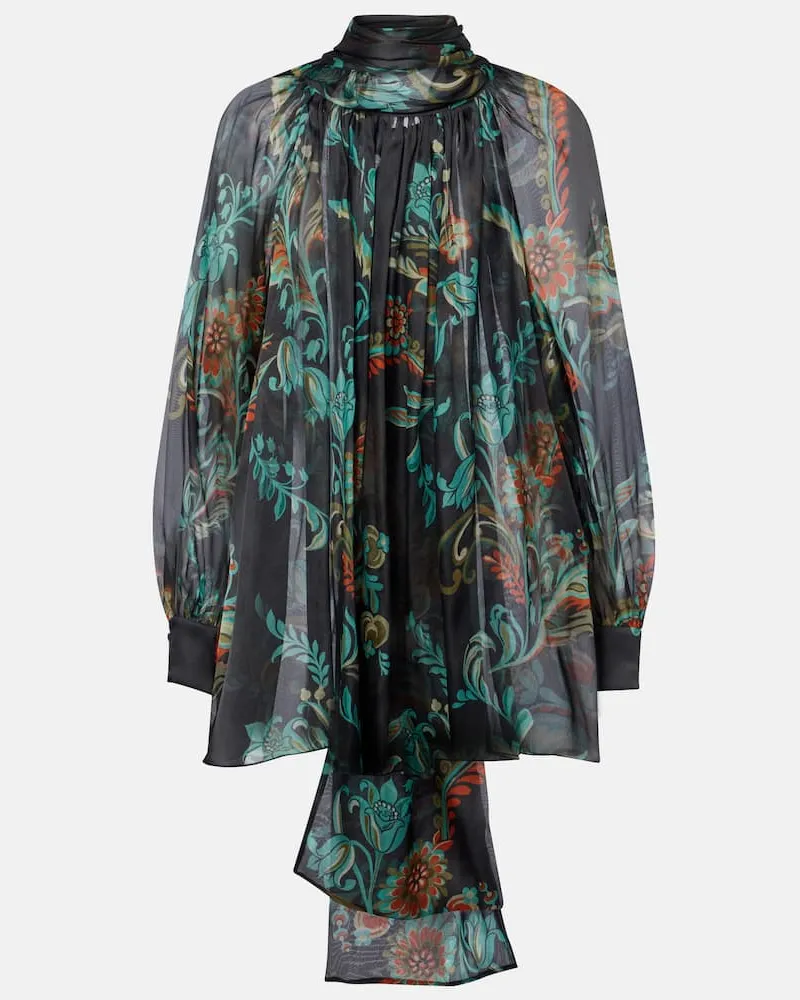 Etro Bedruckte Bluse aus Seidenchiffon Schwarz