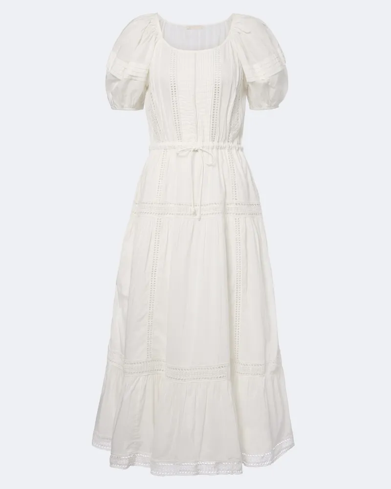 Ulla Johnson Besticktes Midikleid Isolde aus Baumwolle Weiß