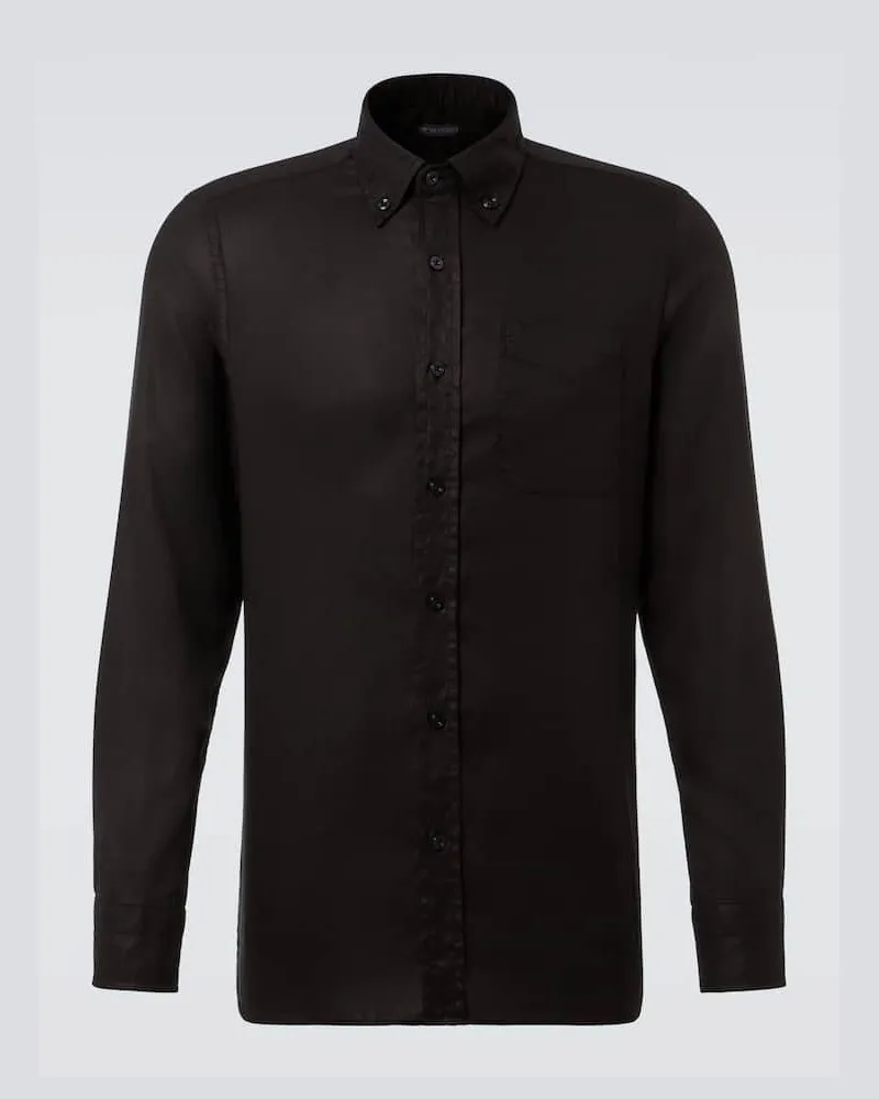 Tom Ford Hemd aus Twill Schwarz