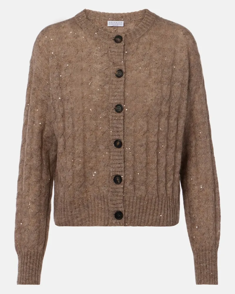 Brunello Cucinelli Cardigan mit Pailletten Braun