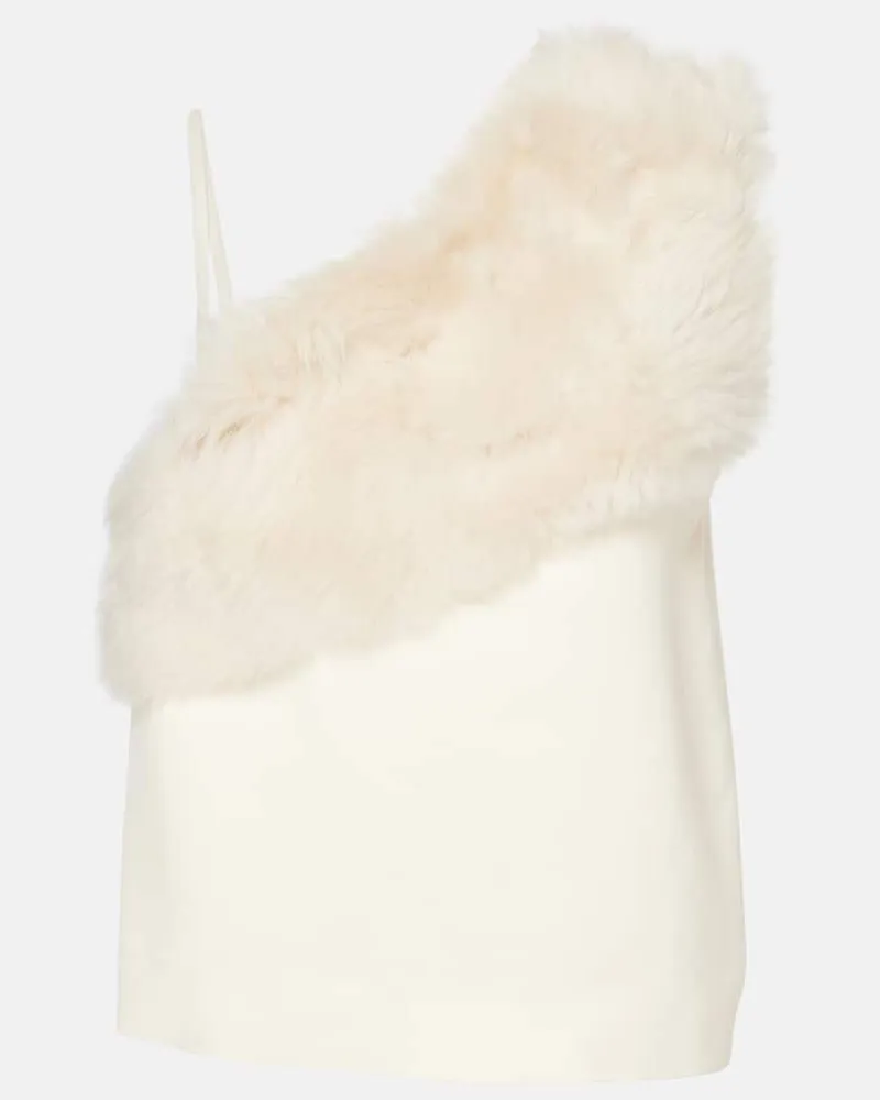 Totême Top aus Cady mit Shearling Weiß