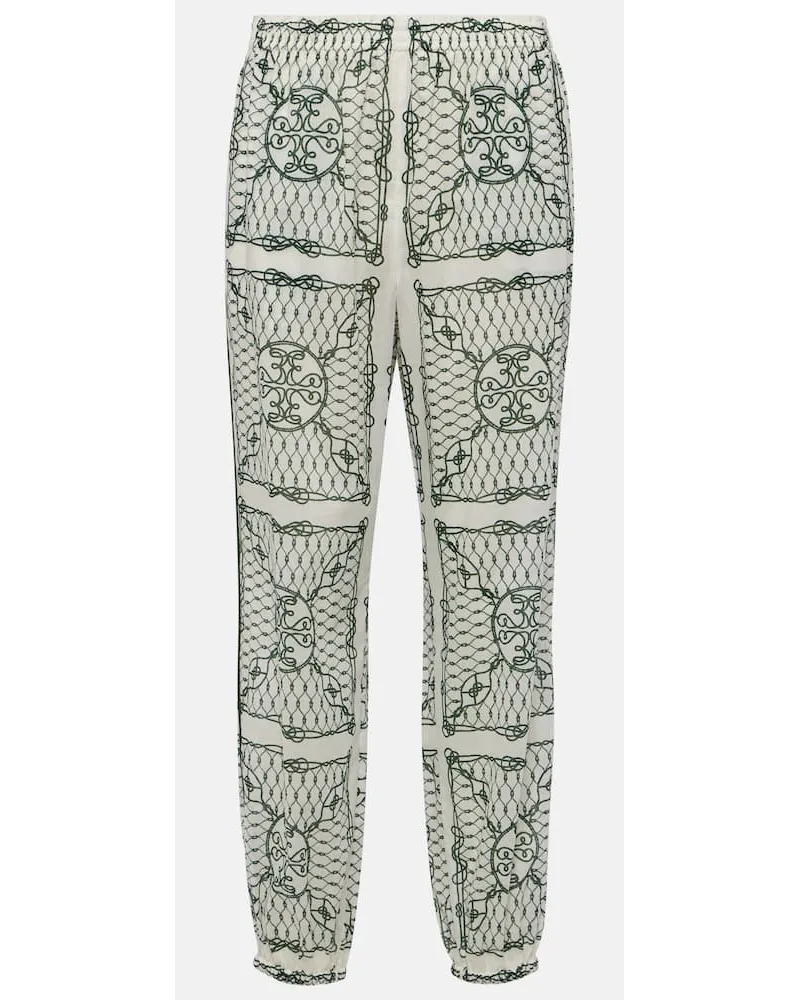 Tory Burch Weite High-Rise-Hose aus Baumwolle Multicolor