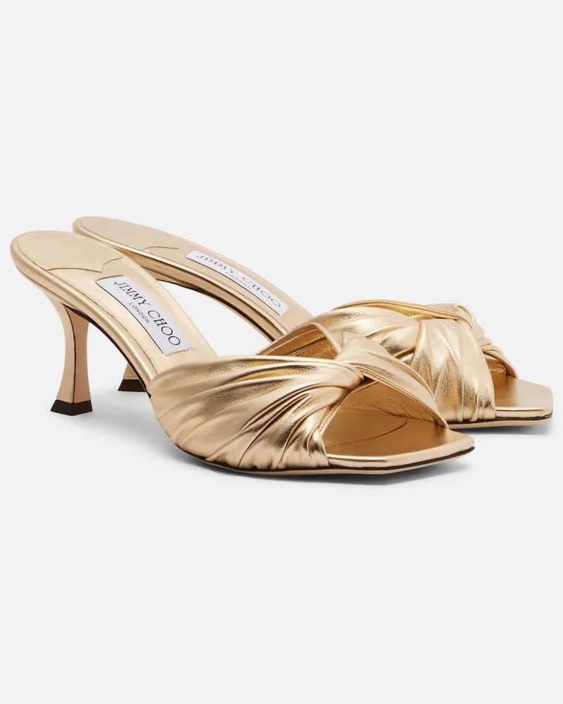 Jimmy Choo Pantoletten Skye aus Metallic-Leder Gold