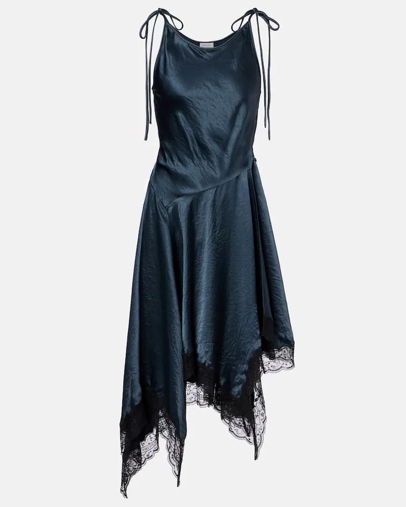 Acne Studios Minikleid aus Satin mit Spitze Blau