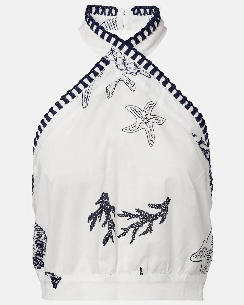 Poupette St Barth Cropped-Top Suma aus Baumwolle Weiß