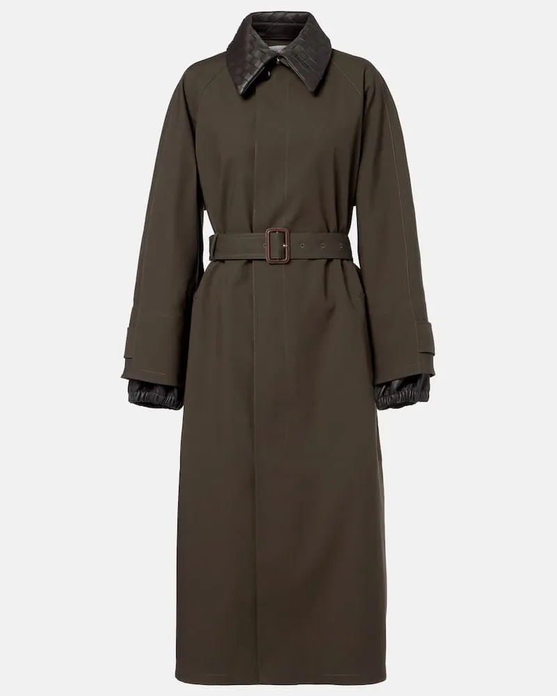 Bottega Veneta Trenchcoat mit Leder Grün