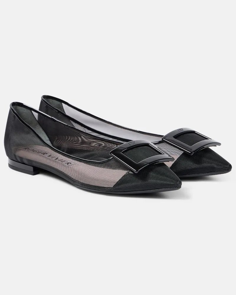 Roger Vivier Ballerinas Gommettine aus Mesh Schwarz