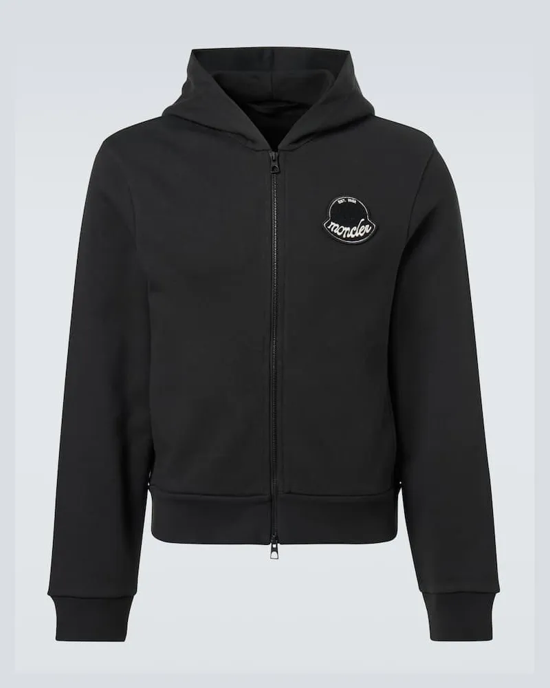 Moncler Hoodie aus Baumwoll-Jersey Schwarz