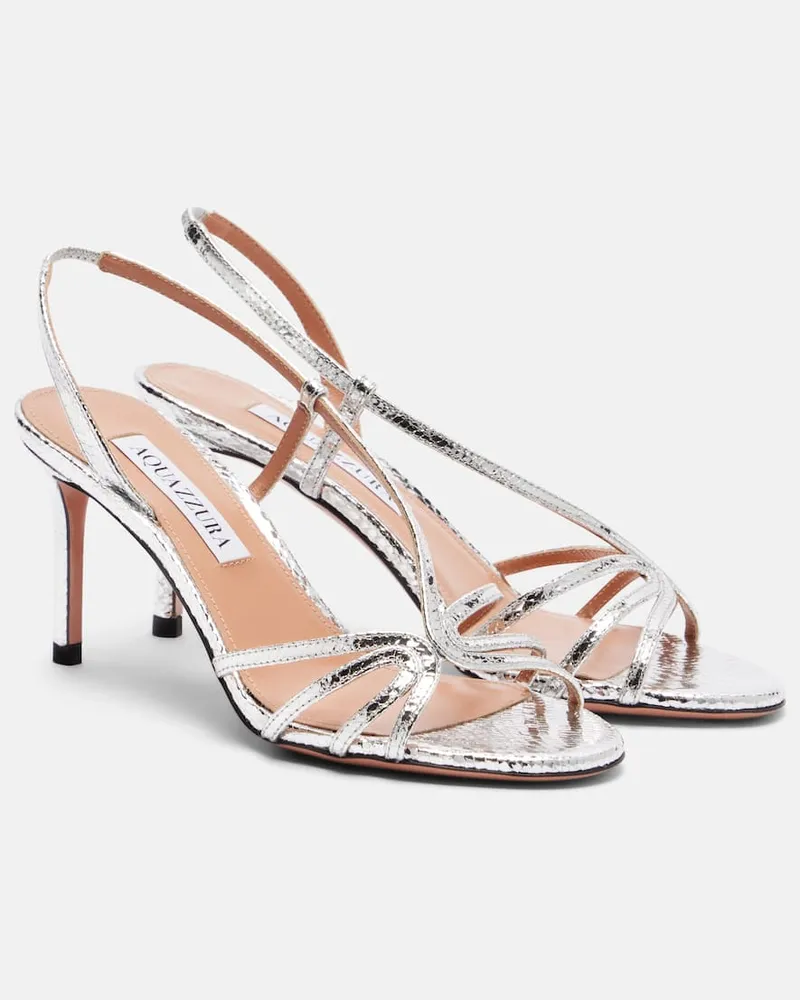 Aquazzura Sandalen Talk To Me 75 aus Metallic-Leder Silber