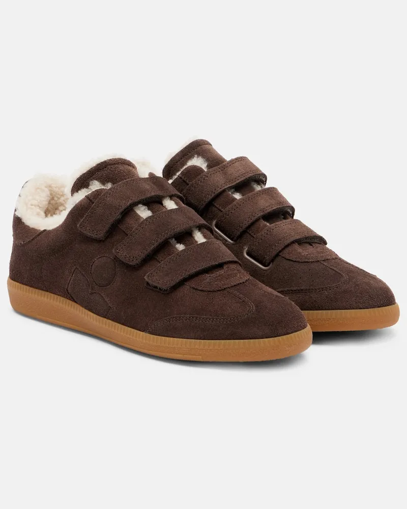 Isabel Marant Sneakers Beth aus Veloursleder mit Shearling Braun