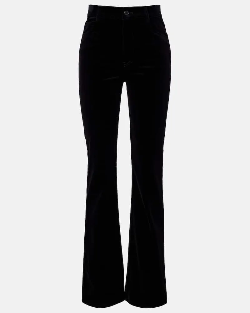 Nili Lotan Gerade High-Rise-Hose Joan aus Baumwollsamt Schwarz