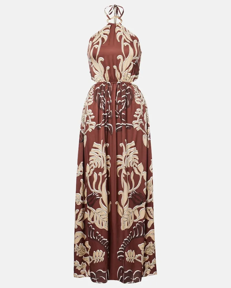 Poupette St Barth Bedrucktes Maxikleid Isore Braun