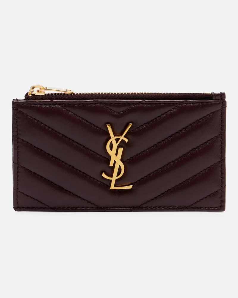 Saint Laurent Münzetui Cassandre aus Leder Burgunderrot