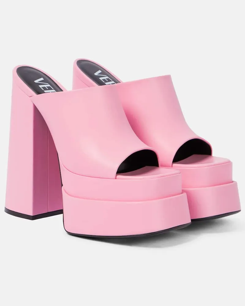 Versace Plateau-Pantoletten aus Leder Rosa