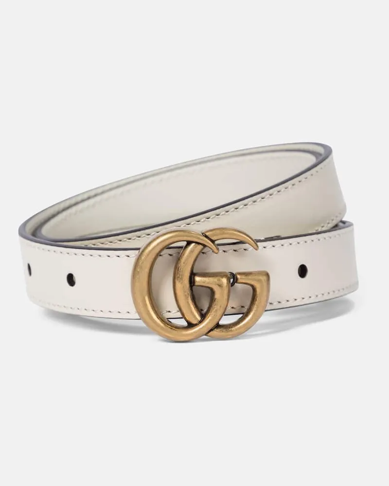 Gucci Gürtel GG aus Leder Weiß