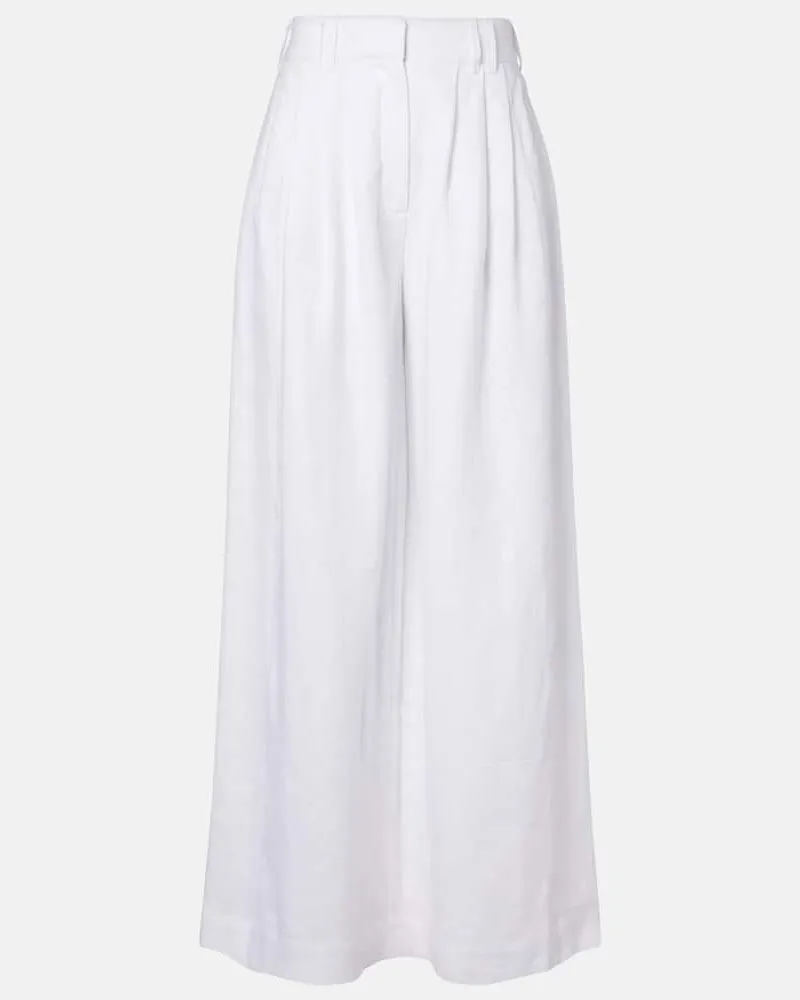 Posse Weite Hose Parker aus Leinen Weiß