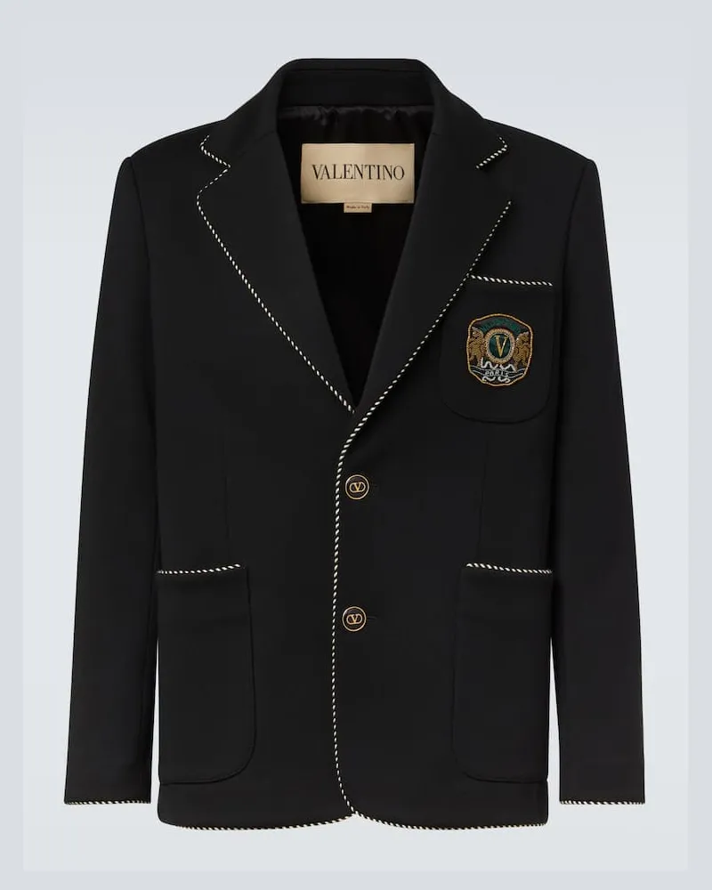 Valentino Garavani Bestickter Blazer aus Schurwolle Schwarz