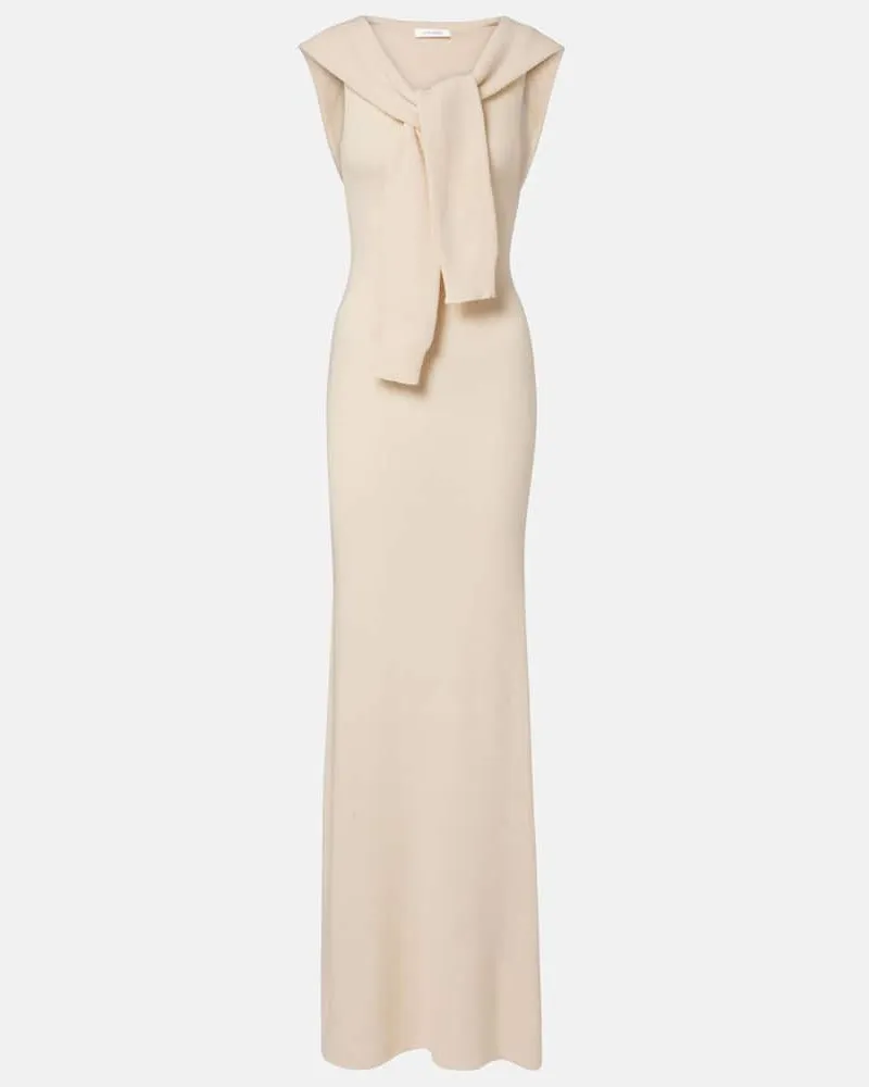 Aya Muse Maxikleid Vao aus einem Wollgemisch Beige