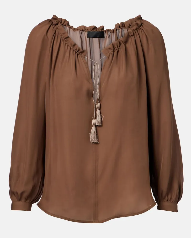 Nili Lotan Top Carley aus Seiden-Georgette Braun