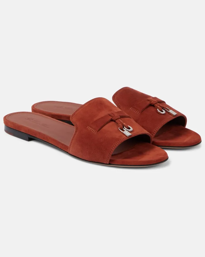 Loro Piana Pantoletten Summer Charms aus Veloursleder Braun