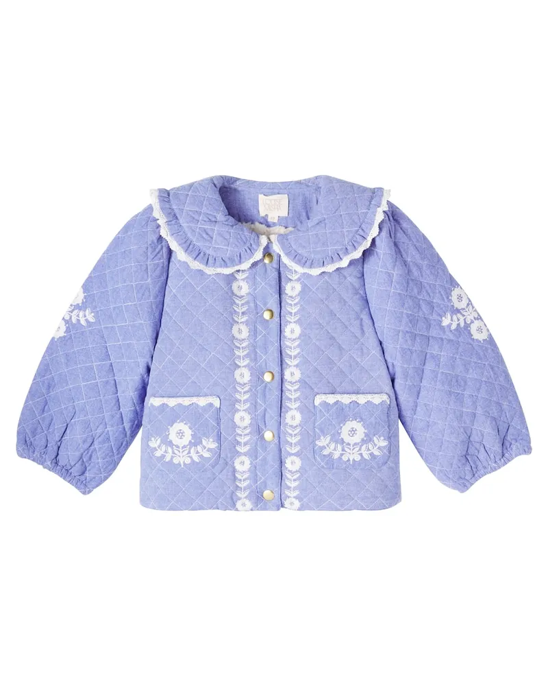 Louise Misha Bestickte Jacke Jouliana aus Baumwolle Blau