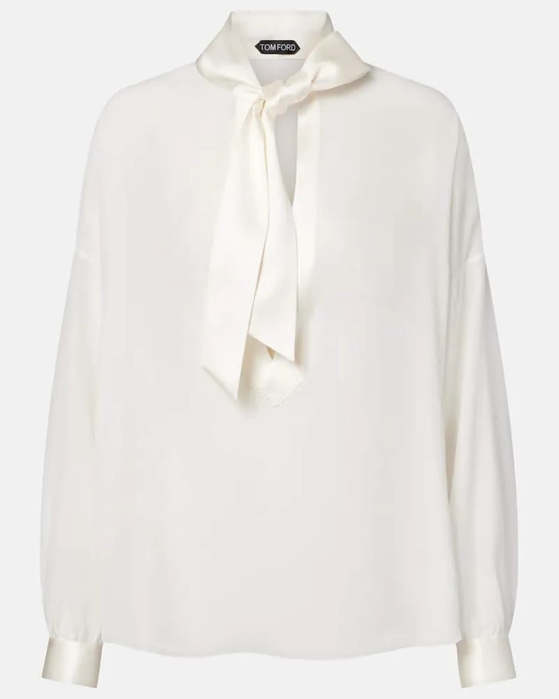 Tom Ford Bluse aus Crêpe de Chine aus Seide Weiß