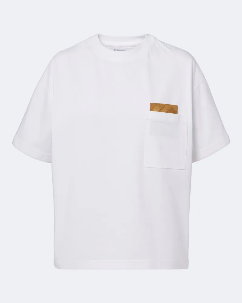 Bottega Veneta T-Shirt Intrecciato aus Baumwoll-Jersey Weiß