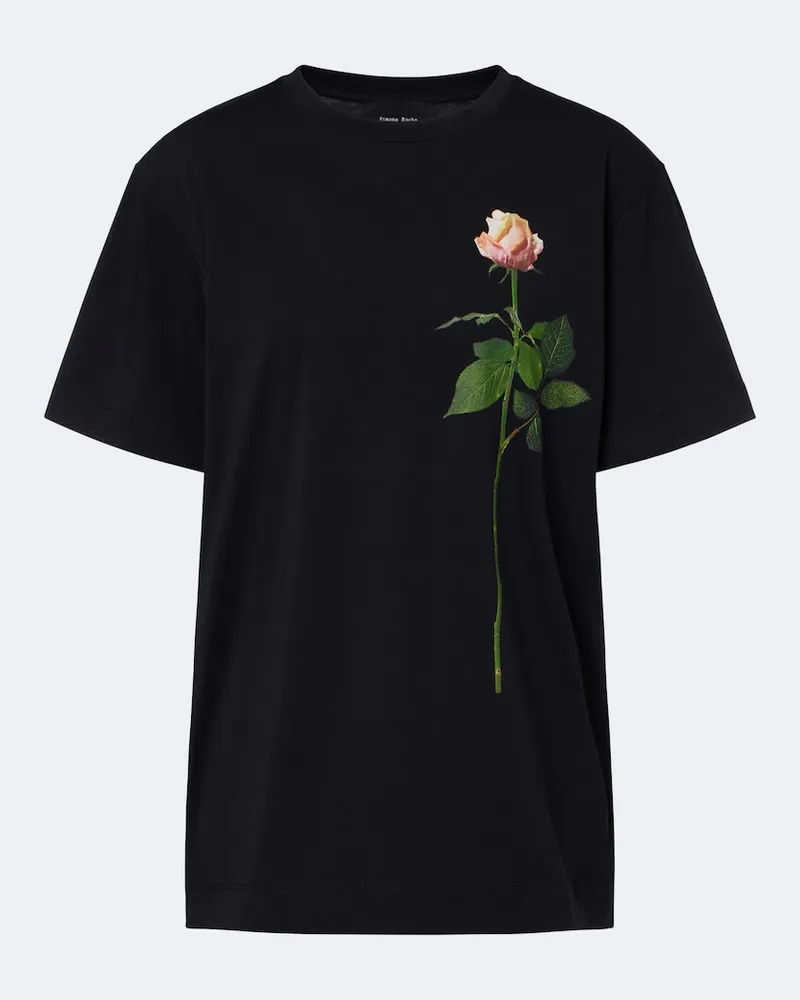 Simone Rocha Bedrucktes T-Shirt aus Baumwoll-Jersey Schwarz