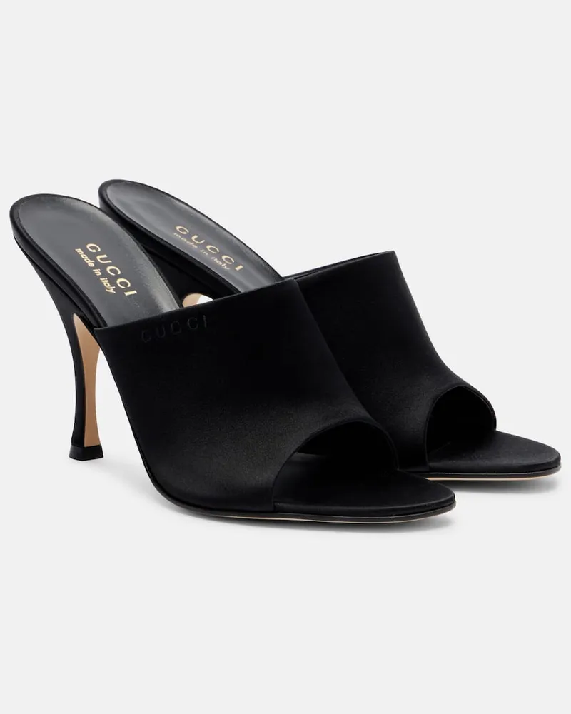 Gucci Pantoletten 95 aus Satin Schwarz