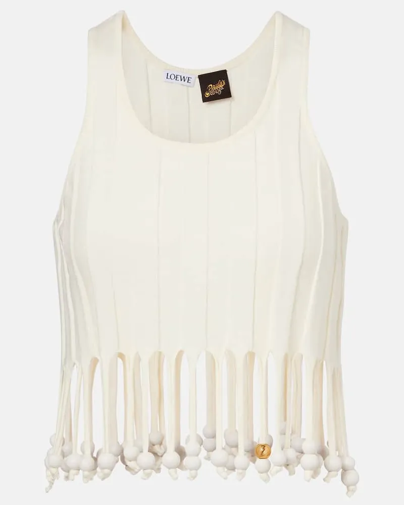 Loewe Paula Ibiza Cropped-Top aus Baumwolle Weiß