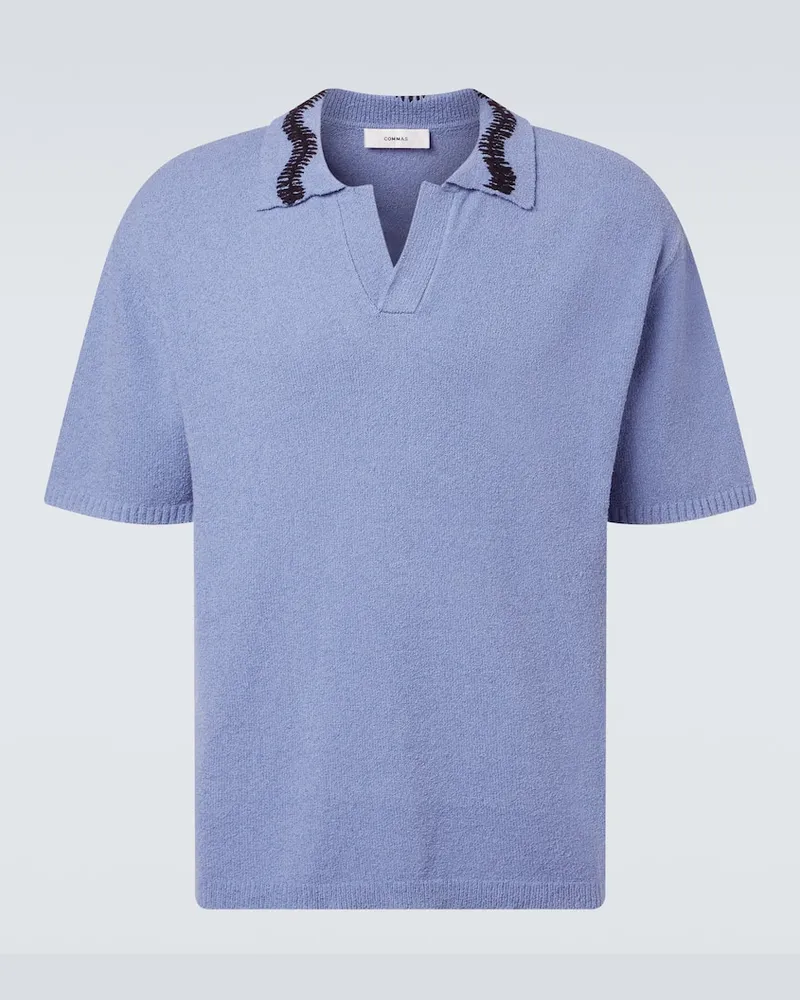 COMMAS Besticktes Polohemd aus einem Baumwollgemisch Blau