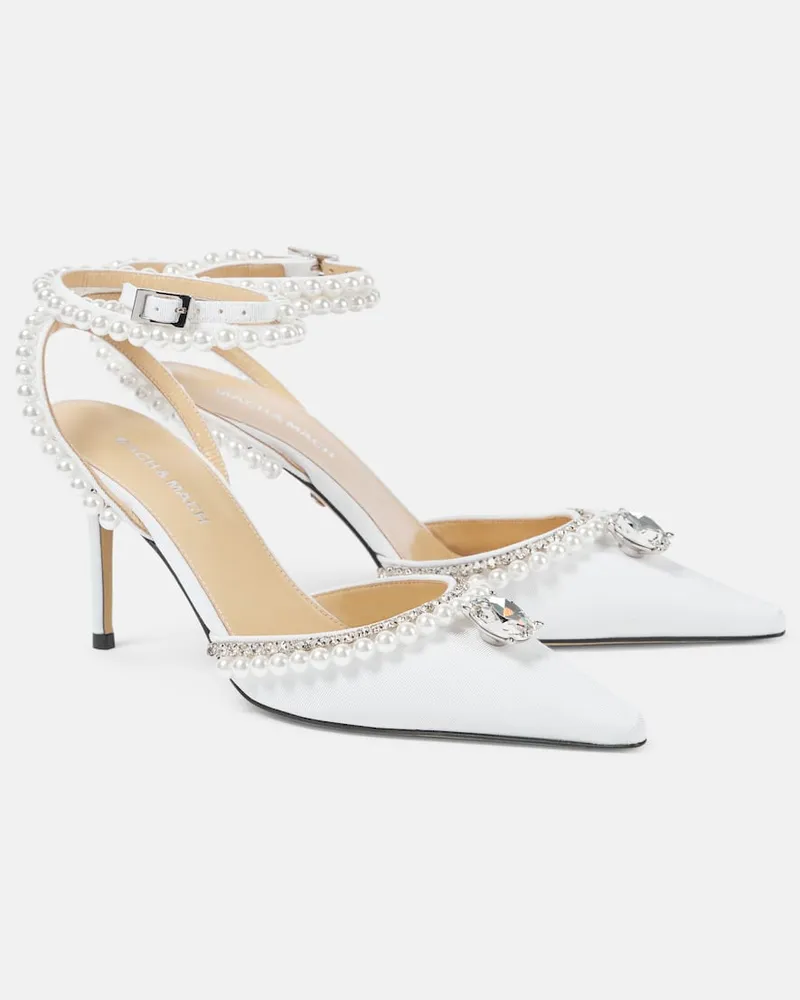 Mach & Mach Verzierte Slingback-Pumps Diamond of Elizabeth Weiß