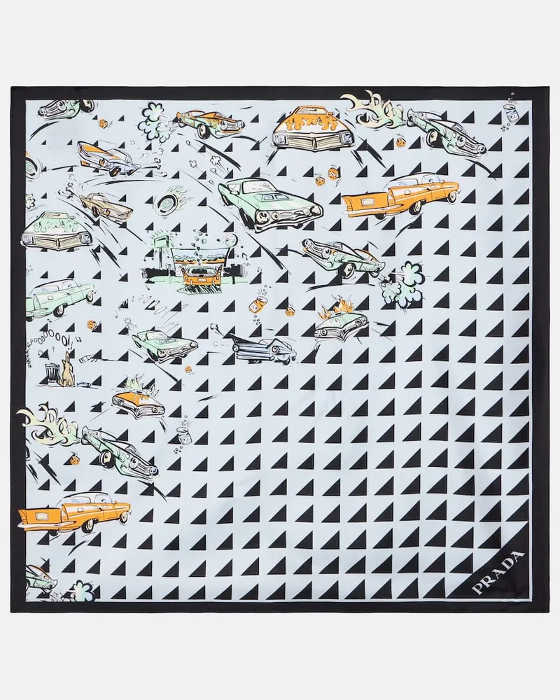 Prada Bedrucktes Tuch aus Seiden-Twill Schwarz