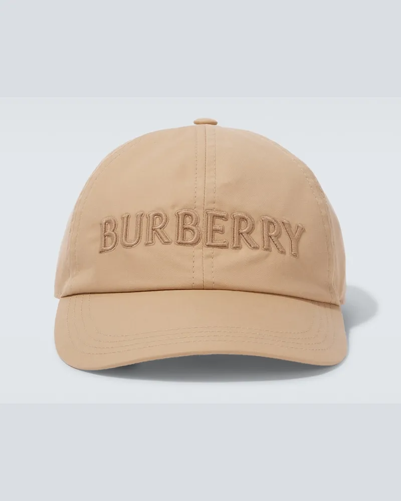 Burberry Bestickte Baseballcap aus Baumwoll-Gabardine Beige