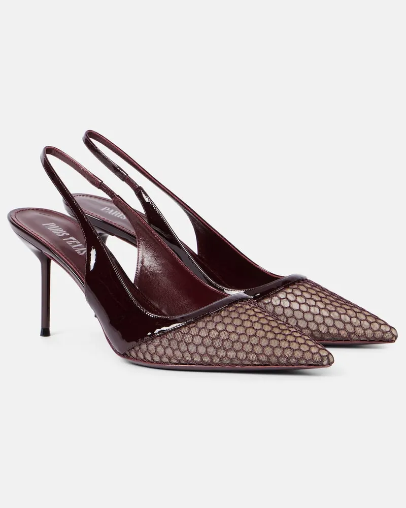 Paris Texas Slingback-Pumps Lidia 70 aus Mesh Burgunderrot