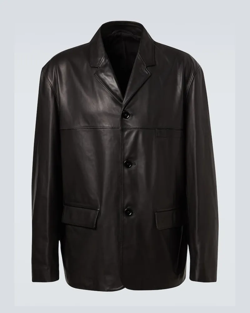 Christophe Lemaire Lederjacke Schwarz