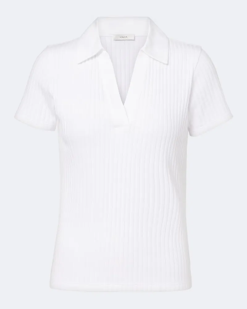 Vince Poloshirt aus Rippstrick Weiß