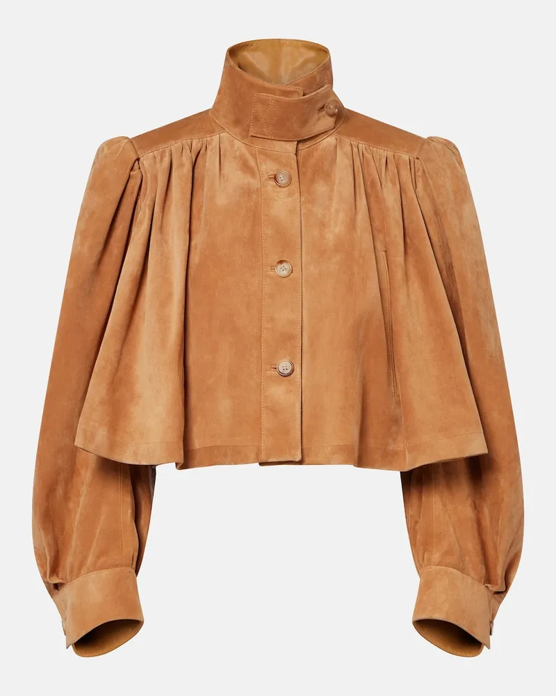 Chloé Chloé Cropped-Jacke aus Veloursleder Braun