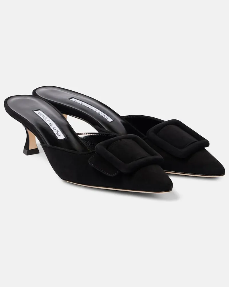 Manolo Blahnik Mules Maysale 50 aus Veloursleder Schwarz
