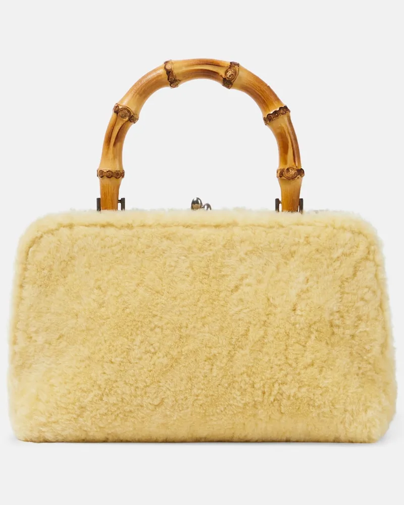 Jil Sander Tote Goji Small aus Shearling Gelb