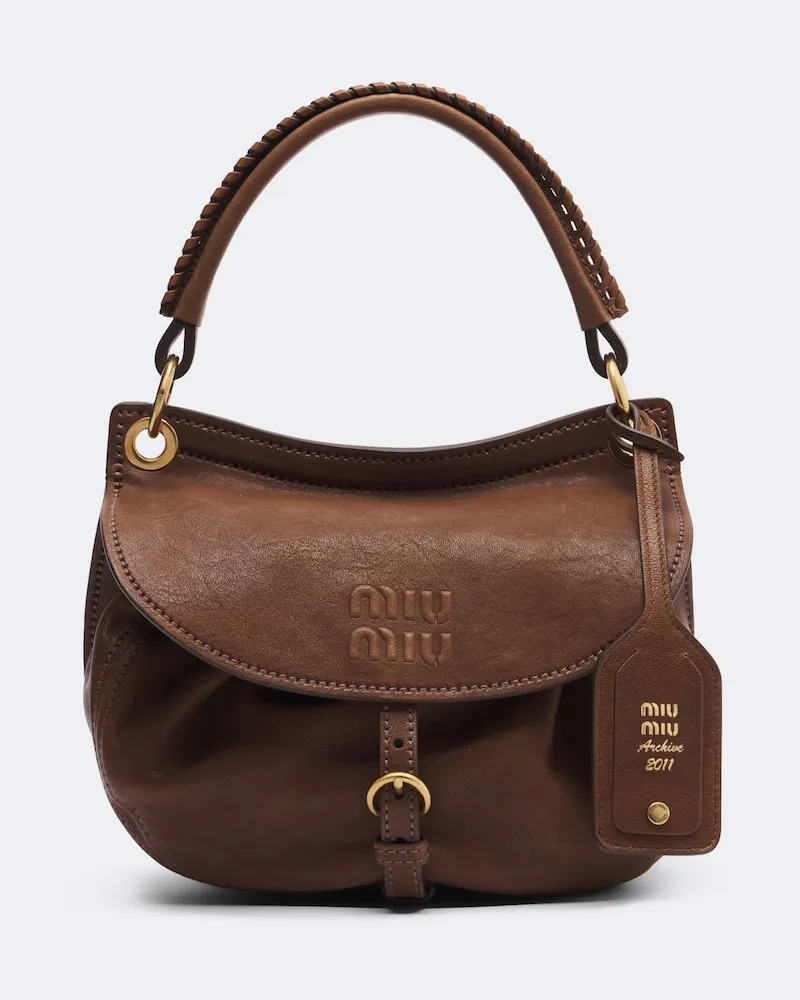 Miu Miu Schultertasche Rendez-vous aus Leder Braun