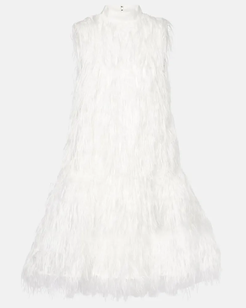 Roksanda Ilincic Bridal Minikleid Odette aus Seide mit Federn Weiß