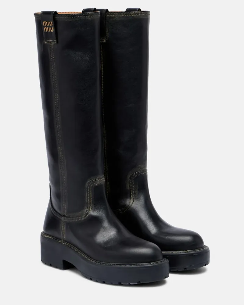 Miu Miu Stiefel aus Leder Schwarz